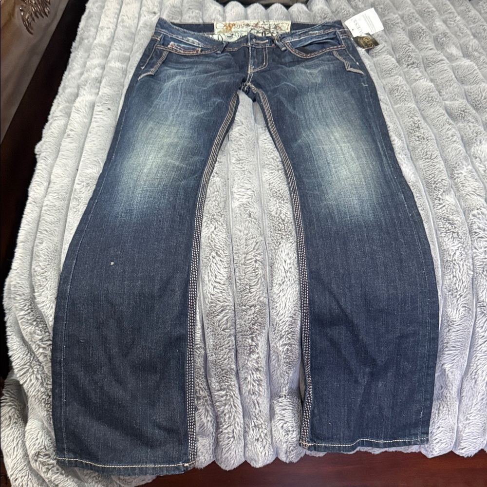 Guess Dark Blue Denim Jeans with Contrast Stitching - Picture 3 of 3